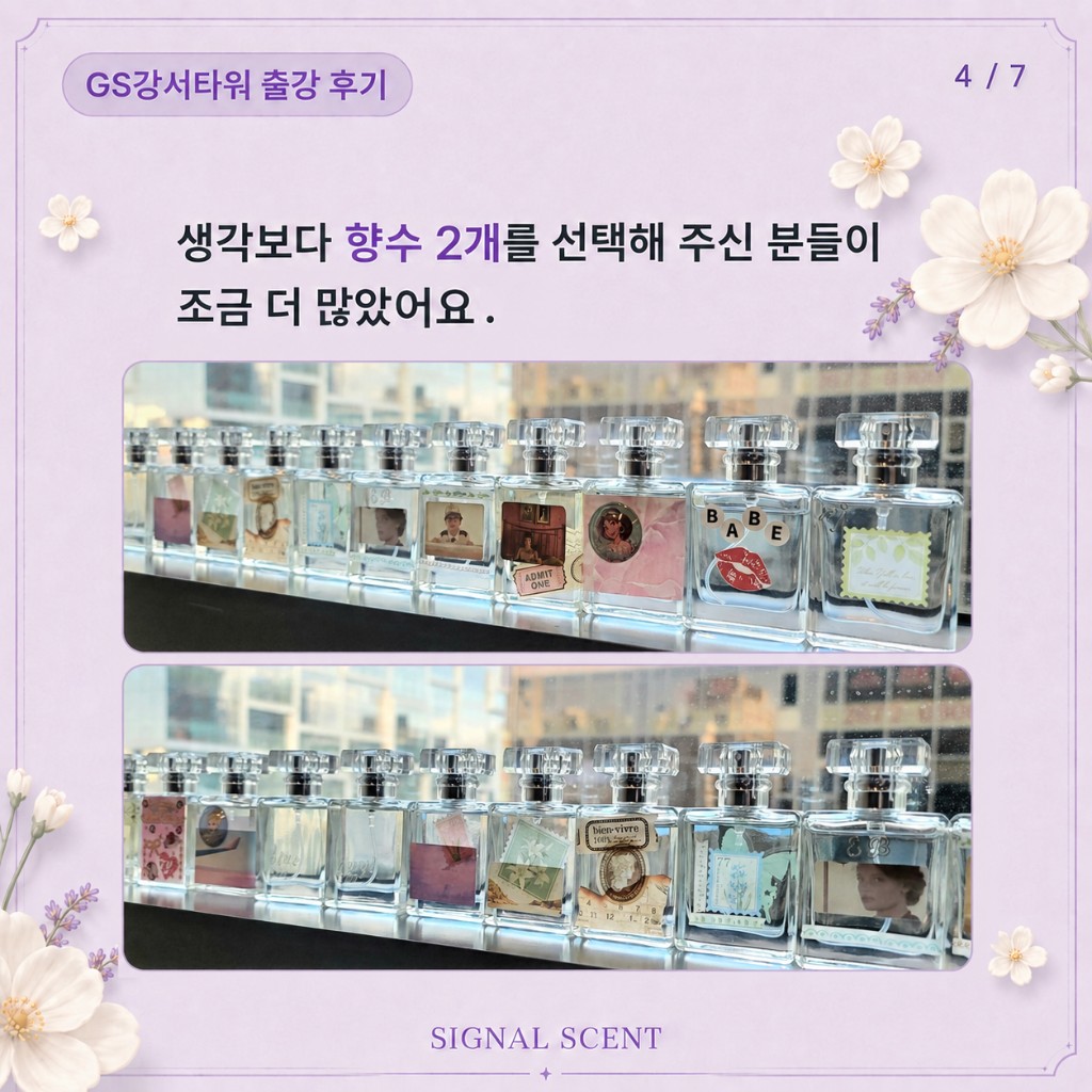 향수 2개를 선택한 참가자 완성작